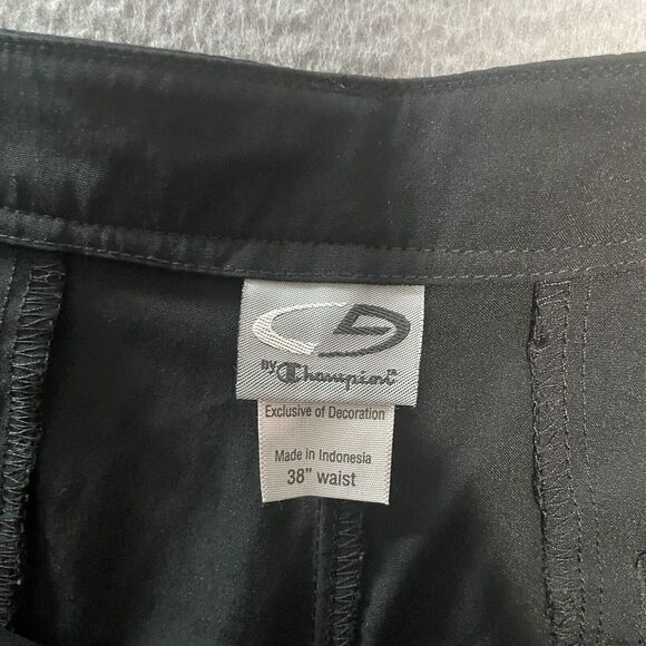 Champion Mens Golf Shorts 38 Black Pockets Zip Button Flat Front 100% Polyester - Picture 2 of 5